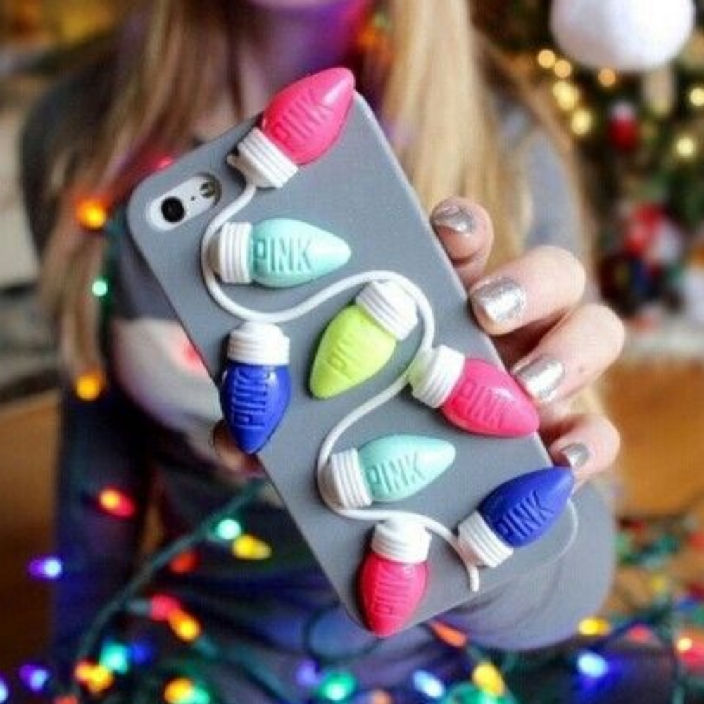 VS PINK Iphone 5 5S Phone case Christmas lights